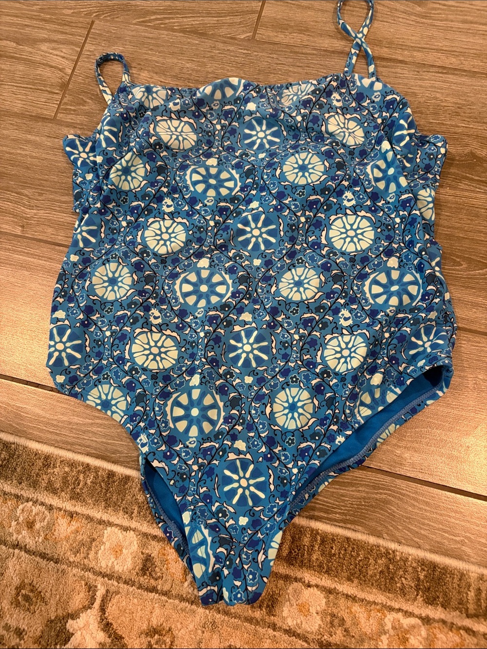 RHODE Blue Geometric-Print One-Piece Swimsuit - Picture 8 of 9